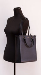 Tory Burch Blake Black Medium Pebbled Leather Shopping Tote Bag Handbag