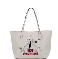 COACH Disney Cruella 101 Dalmations Motif Pebble Leather City Tote Bag