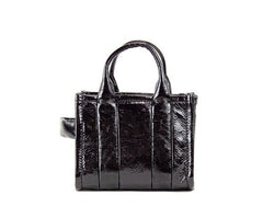 Marc Jacobs The Shiny Crinkle Micro Tote Black Leather Crossbody Bag Handbag