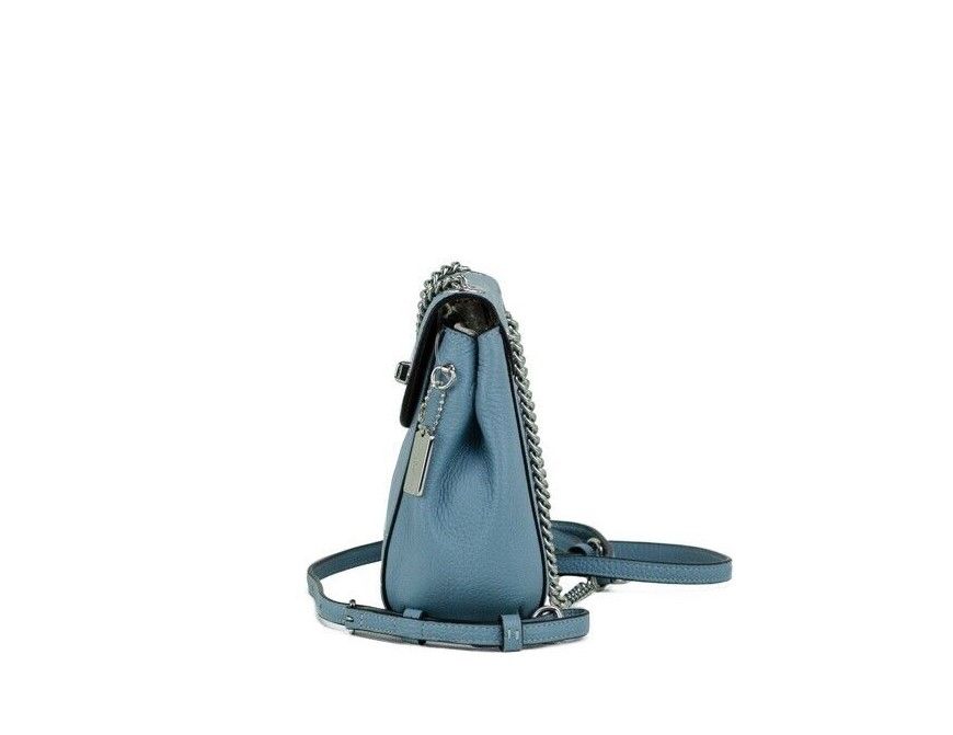 COACH Mini Cornflower Blue Pebble Leather Convertible Chain Backpack Bag