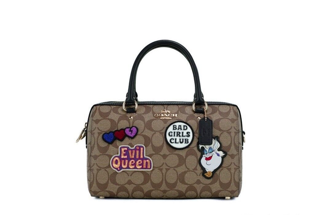 COACH Disney Villain Patches Signature Coated Canvas Rowan Satchel Bag