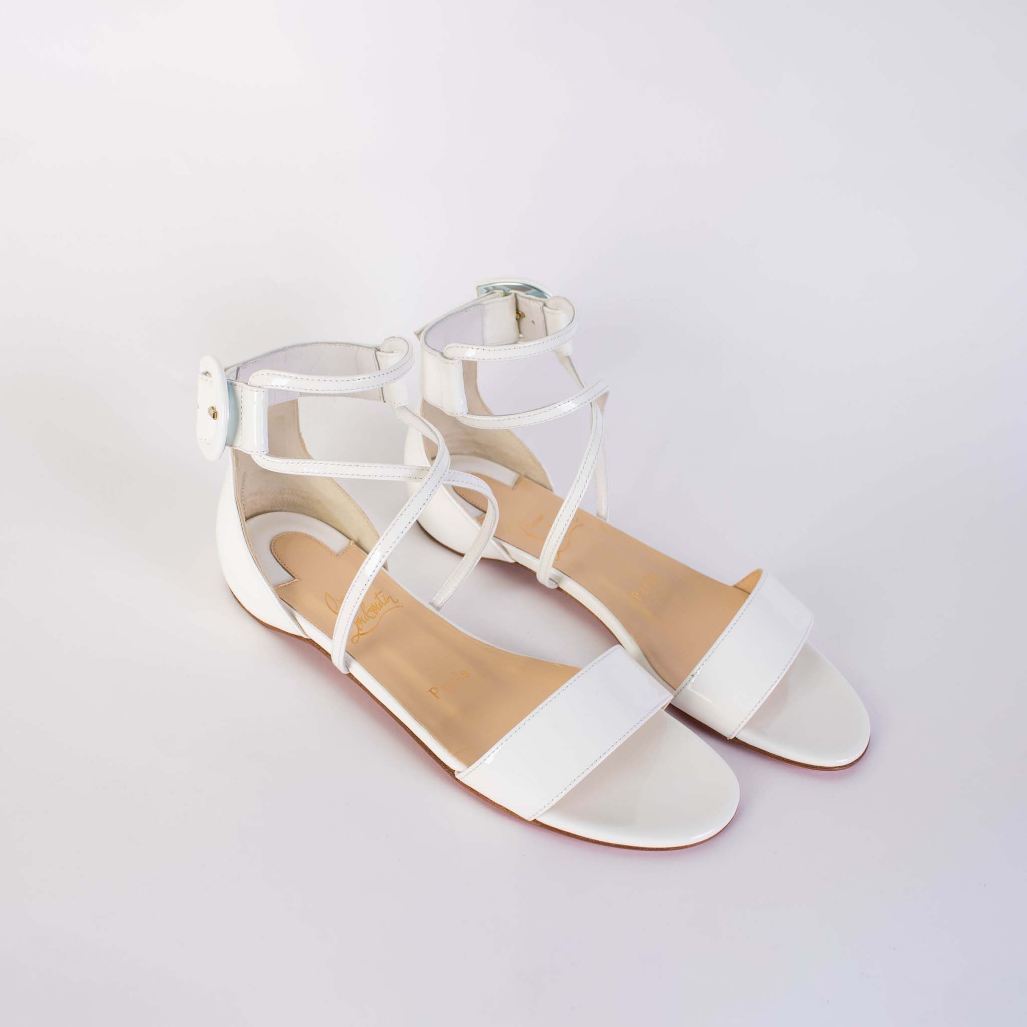 Christian Louboutin Choca White Leather Sandals