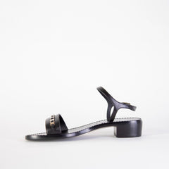 Salvatore Ferragamo Black Leather Tremiti Sandals