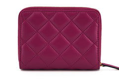 Versace Purple Nappa Leather Bifold Zip Around Wallet