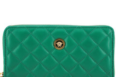 Versace Green Leather Long Zip Around Wallet