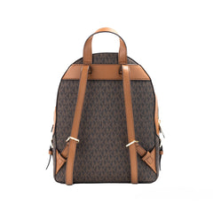 Michael Kors Jaycee Medium Brown Signature PVC Zip Pocket Backpack Bookbag