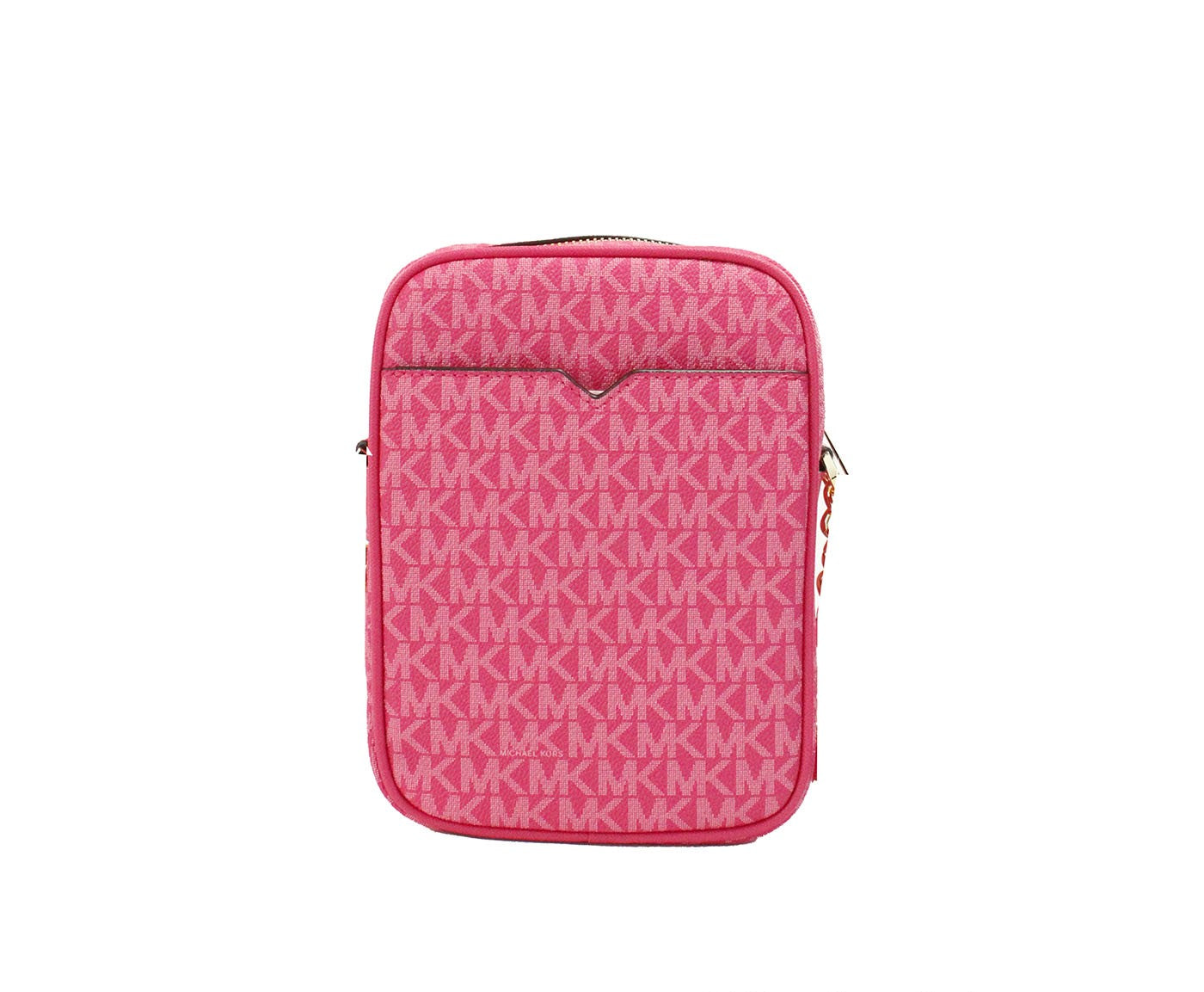 Michael Kors Electric Pink PVC Flight Leather North South Chain Crossbody Bag