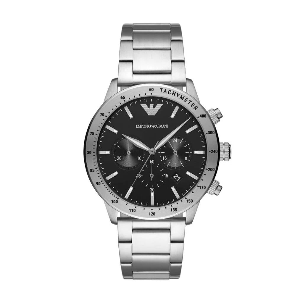 Emporio Armani Silver Steel Chronograph Watch