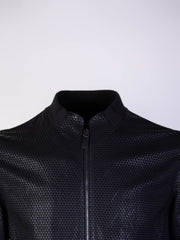 Emporio Armani Black Eco Leather Bomber Jacket