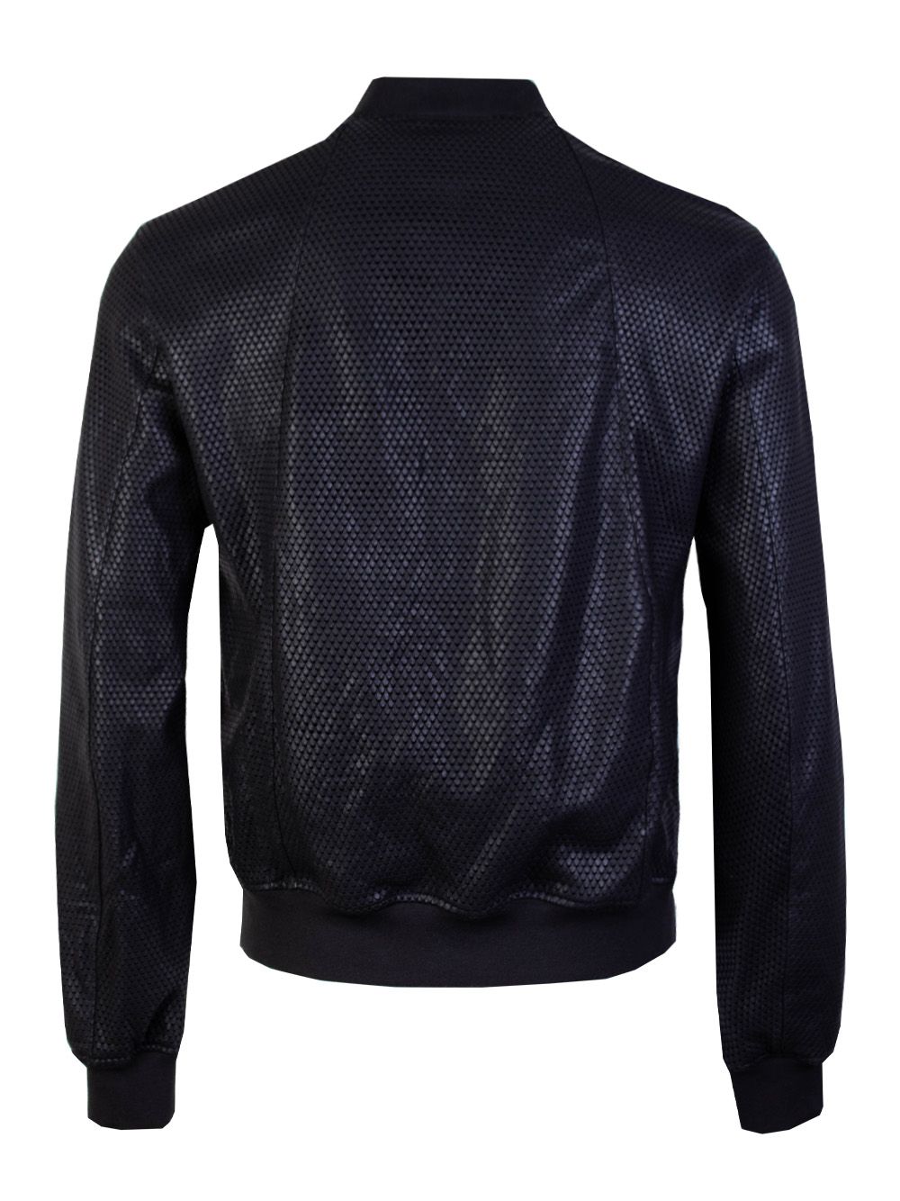 Emporio Armani Black Eco Leather Bomber Jacket