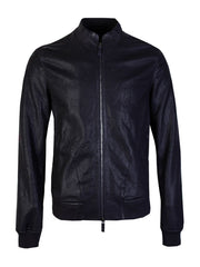 Emporio Armani Black Eco Leather Bomber Jacket