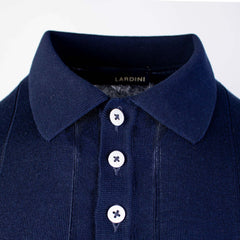 Lardini Navy Blue Cotton Short Sleeves Polo Shirt