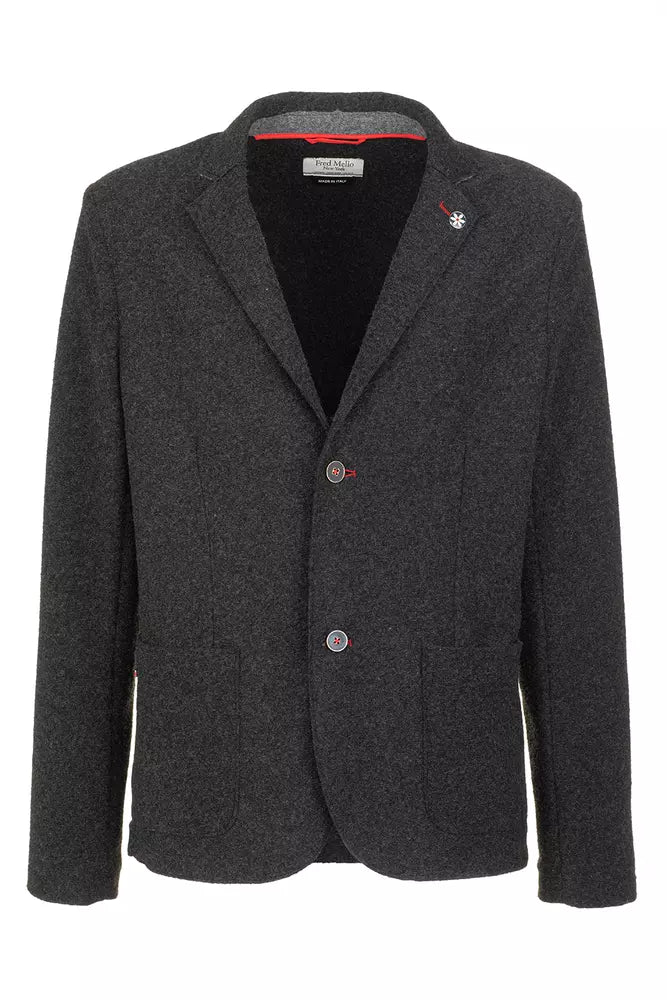 Fred Mello Italian Men's Elegance Two-Button Gray Jacket