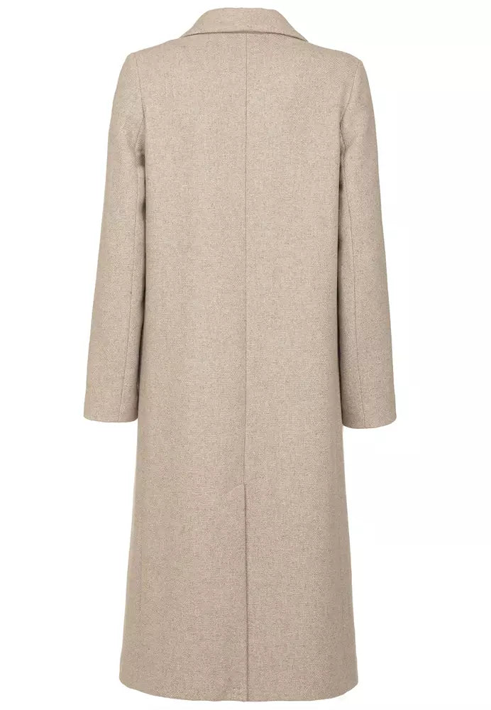 Fred Mello Elegant Beige Wool Blend Coat for Women