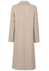 Fred Mello Elegant Beige Wool Blend Coat for Women