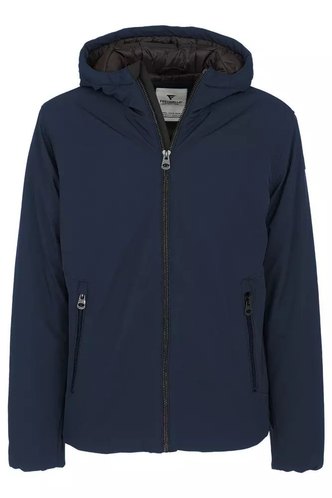 Fred Mello Men's Hooded Tech Fabric Jacket - Blue