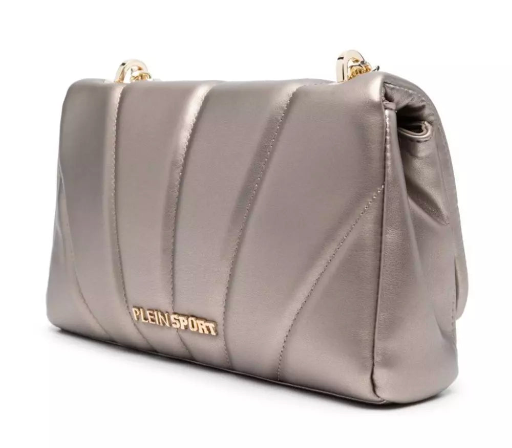 Plein Sport Elegant Beige Crossbody Bag with Gold-Tone Accents