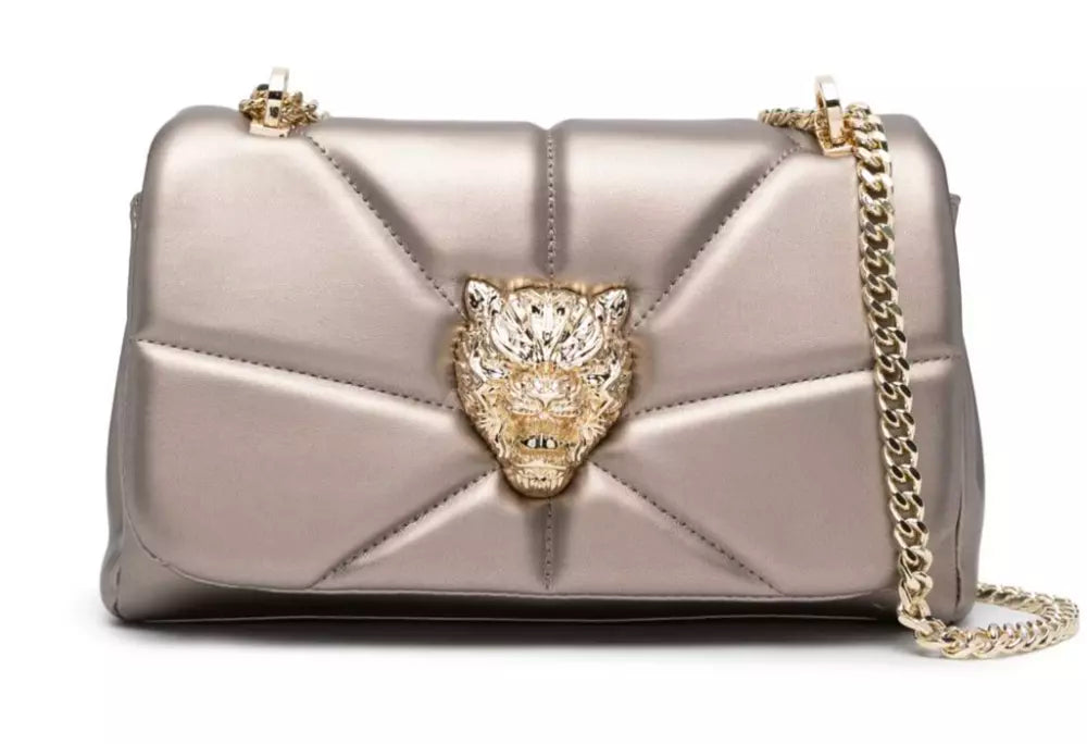 Plein Sport Elegant Beige Crossbody Bag with Gold-Tone Accents