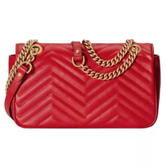 Gucci Elegant Red Matelassé Leather Shoulder Bag