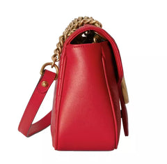 Gucci Elegant Red Matelassé Leather Shoulder Bag