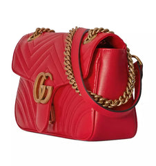 Gucci Elegant Red Matelassé Leather Shoulder Bag