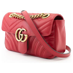 Gucci Elegant Red Chevron Quilted Shoulder Bag