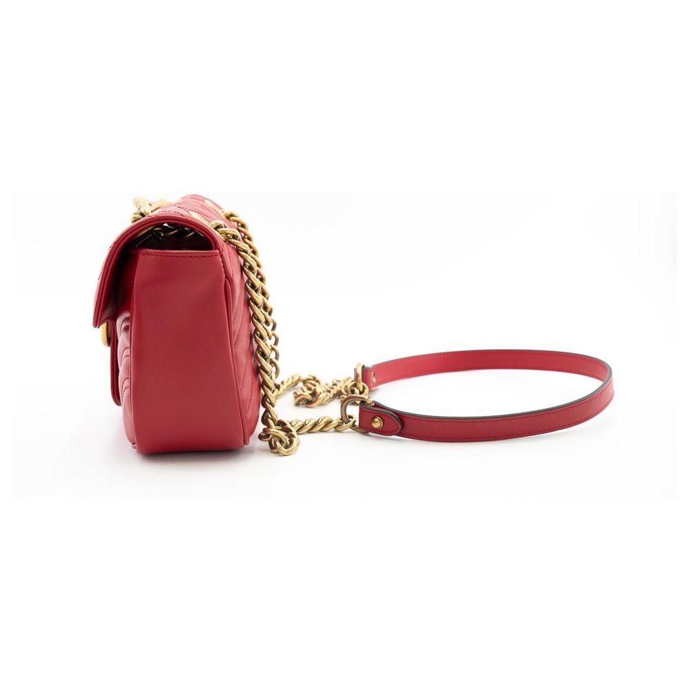 Gucci Elegant Red Chevron Quilted Shoulder Bag