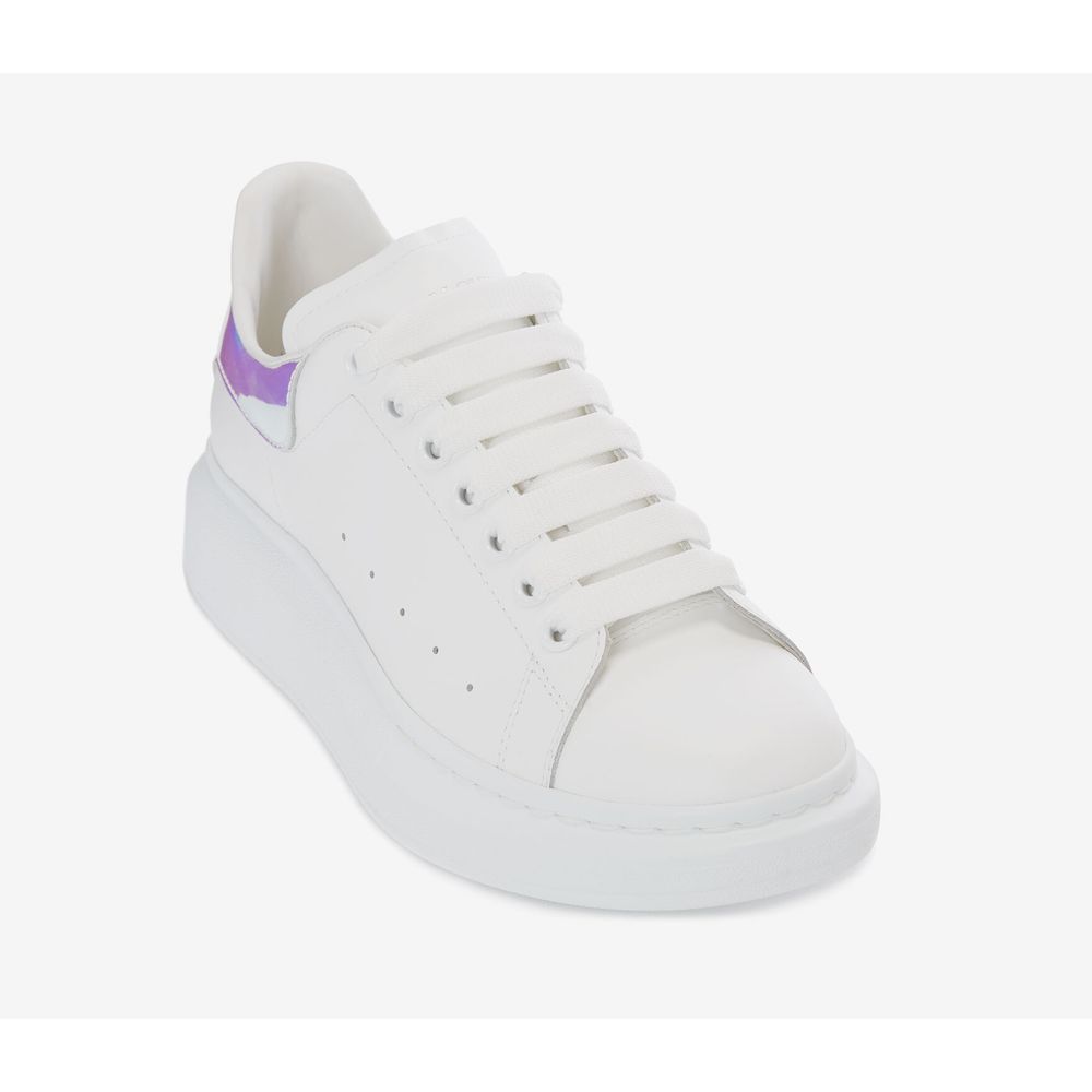Alexander McQueen Pearlescent Trimmed White Leather Sneakers