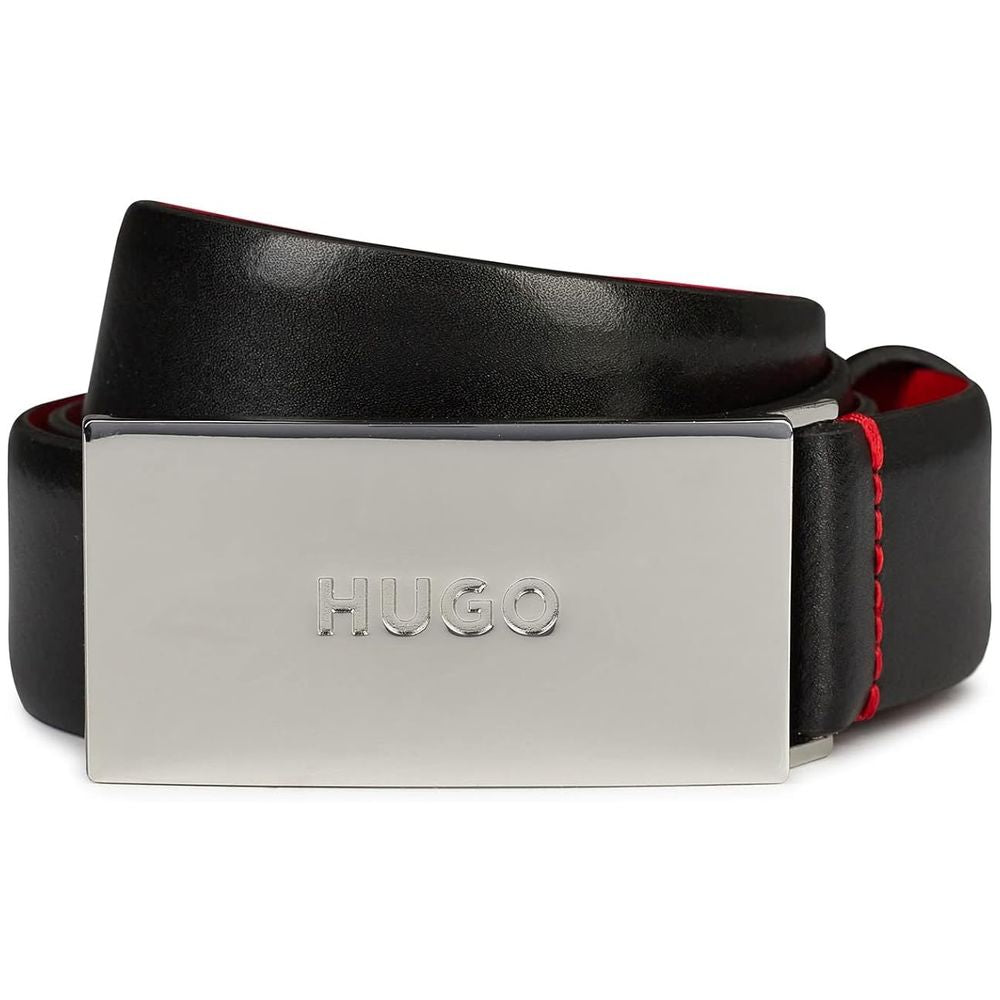 Hugo Boss Elegant Baldwin Calfskin Leather Belt - Black