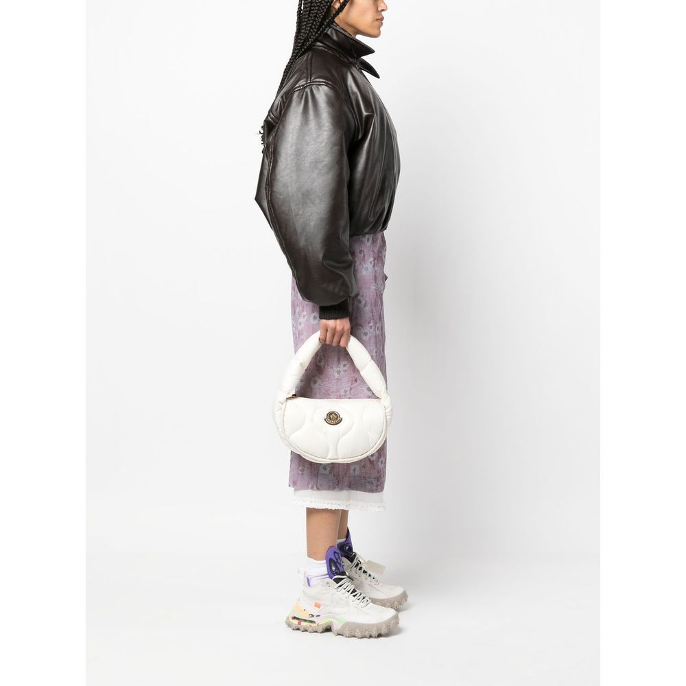 Moncler Chic Snowy White Hobo Bag with Luxe Feather Padding