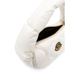 Moncler Chic Snowy White Hobo Bag with Luxe Feather Padding