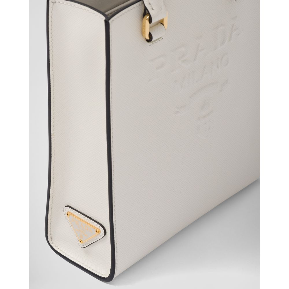 Prada Elegant White Saffiano Leather Handbag