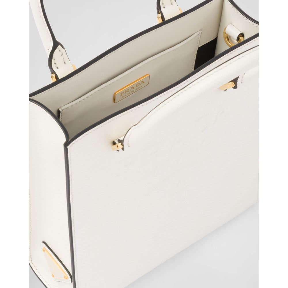 Prada Elegant White Saffiano Leather Handbag