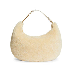 Off-White Chic Cream Shearling Wool Shoulder Bag