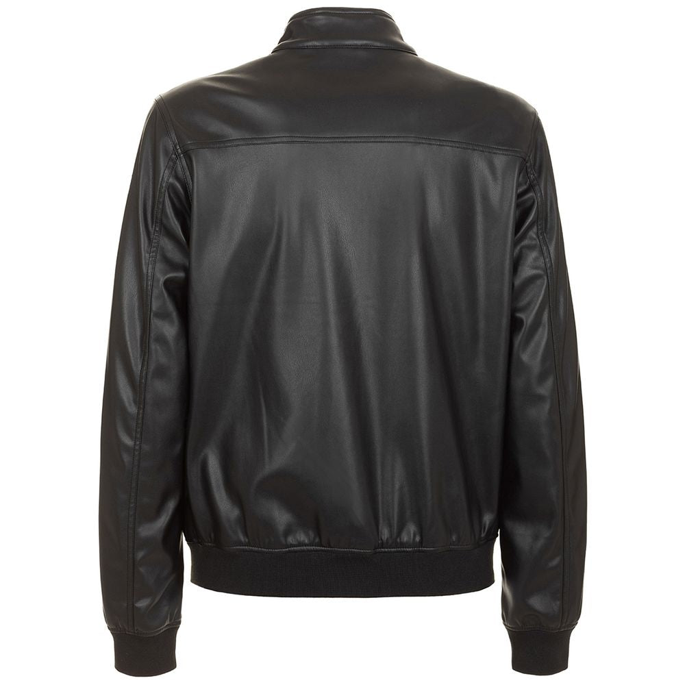 Fred Mello Eco-Leather Zip-Up Jacket with Buttoned Collar
