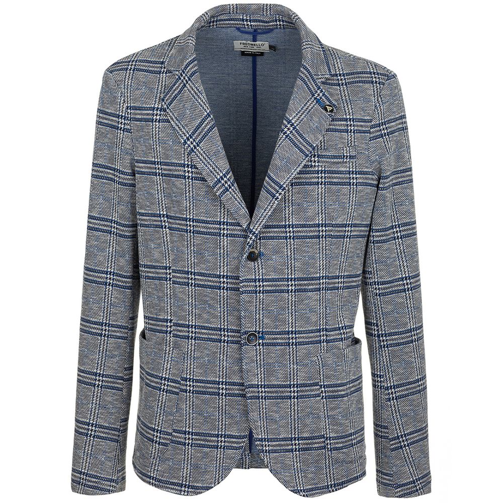 Fred Mello Elegant Checked Cotton Blend Jacket