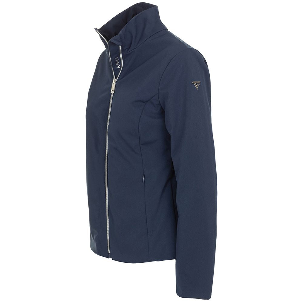 Fred Mello Elegant Solid Blue Technical Fabric Jacket