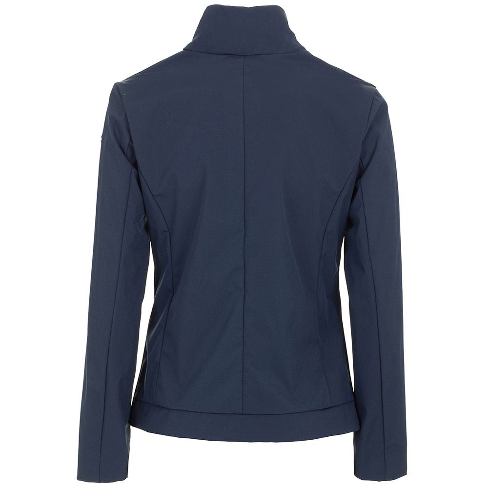 Fred Mello Elegant Solid Blue Technical Fabric Jacket