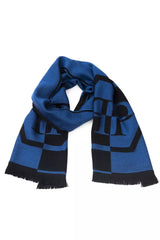 Philipp Plein Elegant Fringed Logo Scarf in Blue