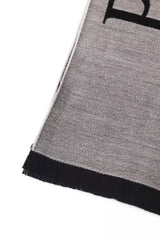 Philipp Plein Chic Gray Fringed Logo Scarf