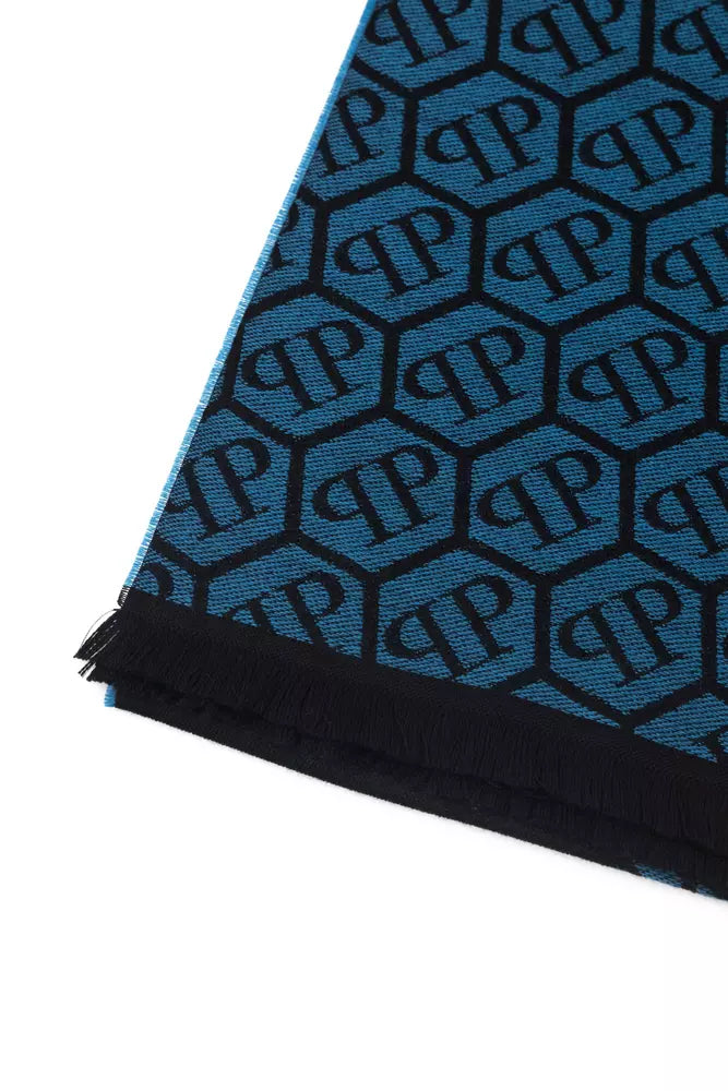 Philipp Plein Elegant Fringed Monogram Scarf