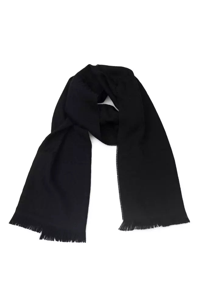 Philipp Plein Monogrammed Fringe Scarf in Luxe Wool Blend