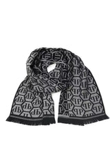 Philipp Plein Elegant Monogram Fringed Scarf