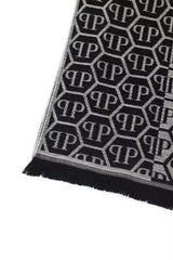 Philipp Plein Elegant Monogram Fringed Scarf