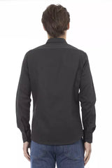 Baldinini Trend Elite Gray Slim Fit Italian Collar Shirt