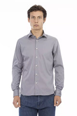 Baldinini Trend Chic Gray Slim Fit Designer Shirt