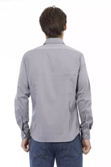 Baldinini Trend Chic Gray Slim Fit Designer Shirt