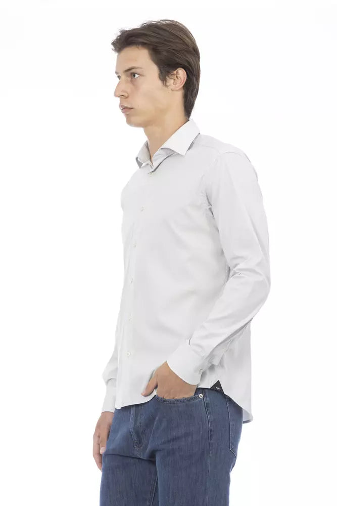 Baldinini Trend Sleek Gray Slim Fit Designer Shirt