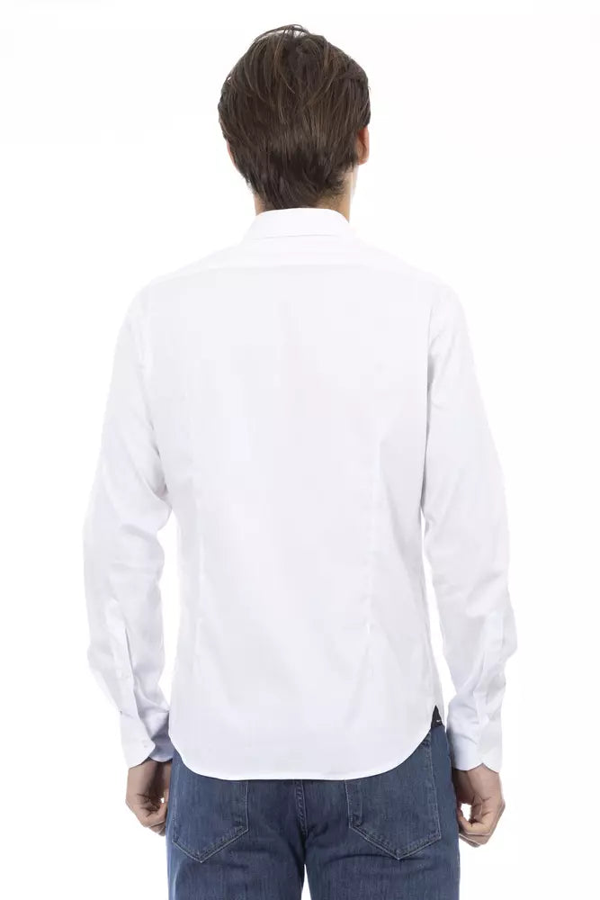 Baldinini Trend Sleek White Italian Collar Slim Shirt