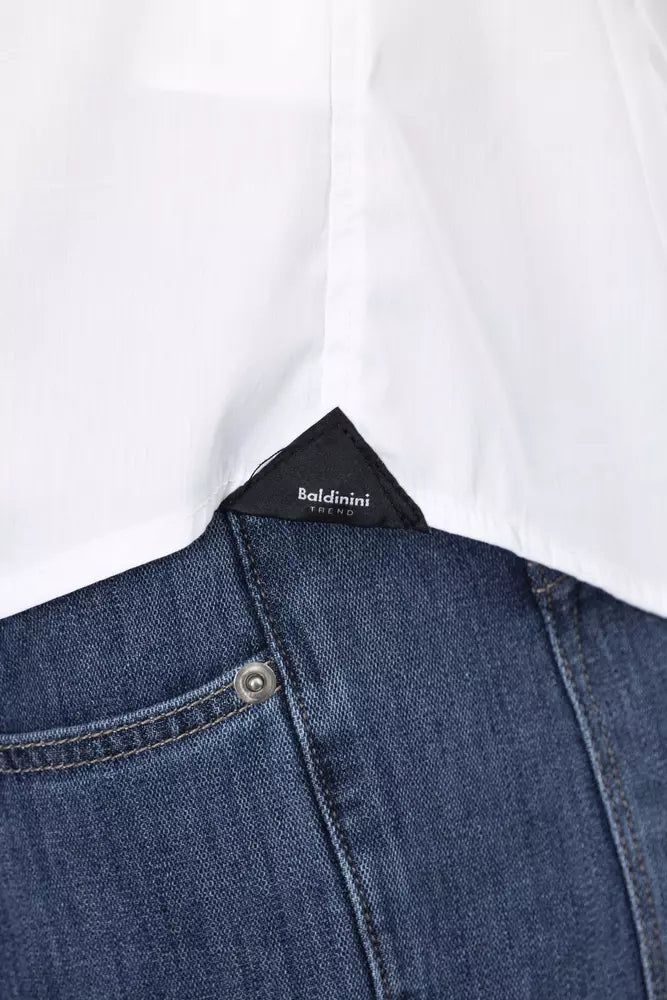 Baldinini Trend Sleek White Italian Collar Slim Shirt